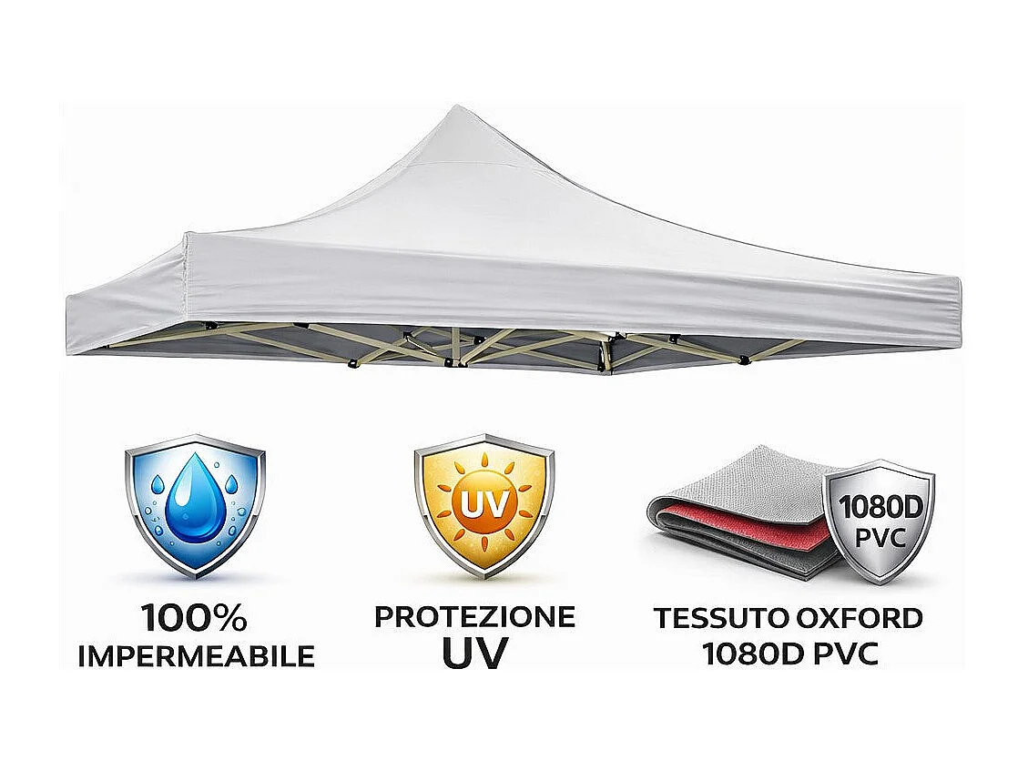 Faltpavillon 3 x 3 weiß mit wasserdichtem PVC überzogen