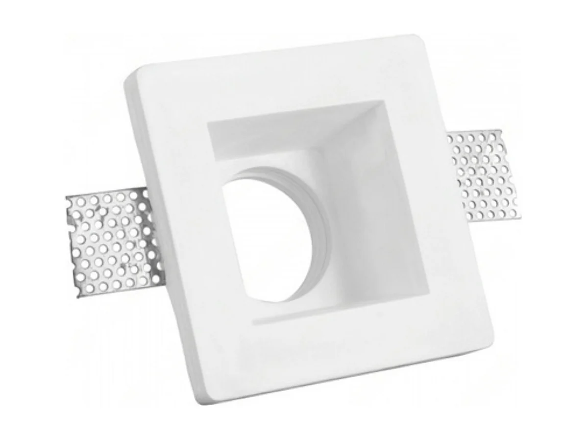 Portalámparas empotrable cuadrado blanco en escayola 120x120x60 mm para LED GU10 y GU5.3