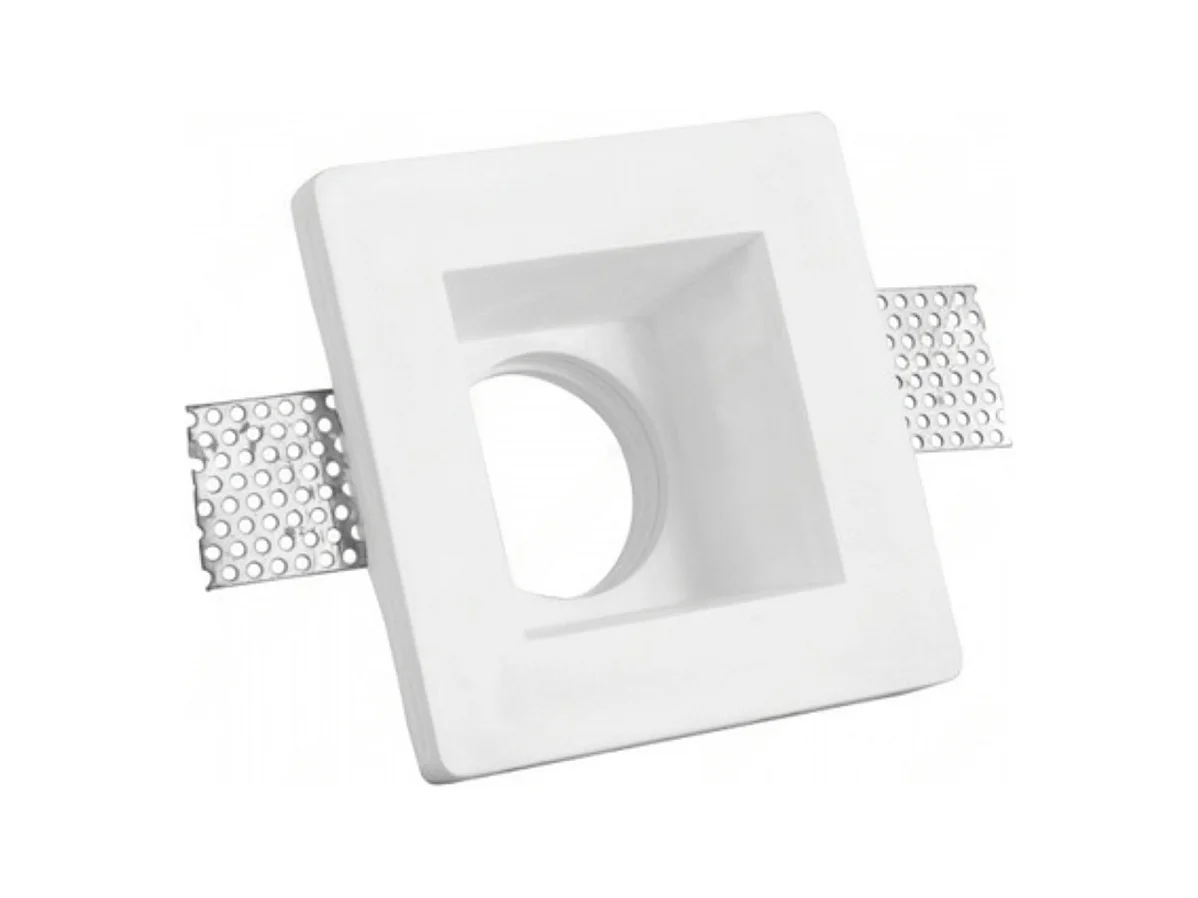 Witte vierkante gipsinbouwspothouder 120x120x60 mm voor GU10 en GU5,3 LED's