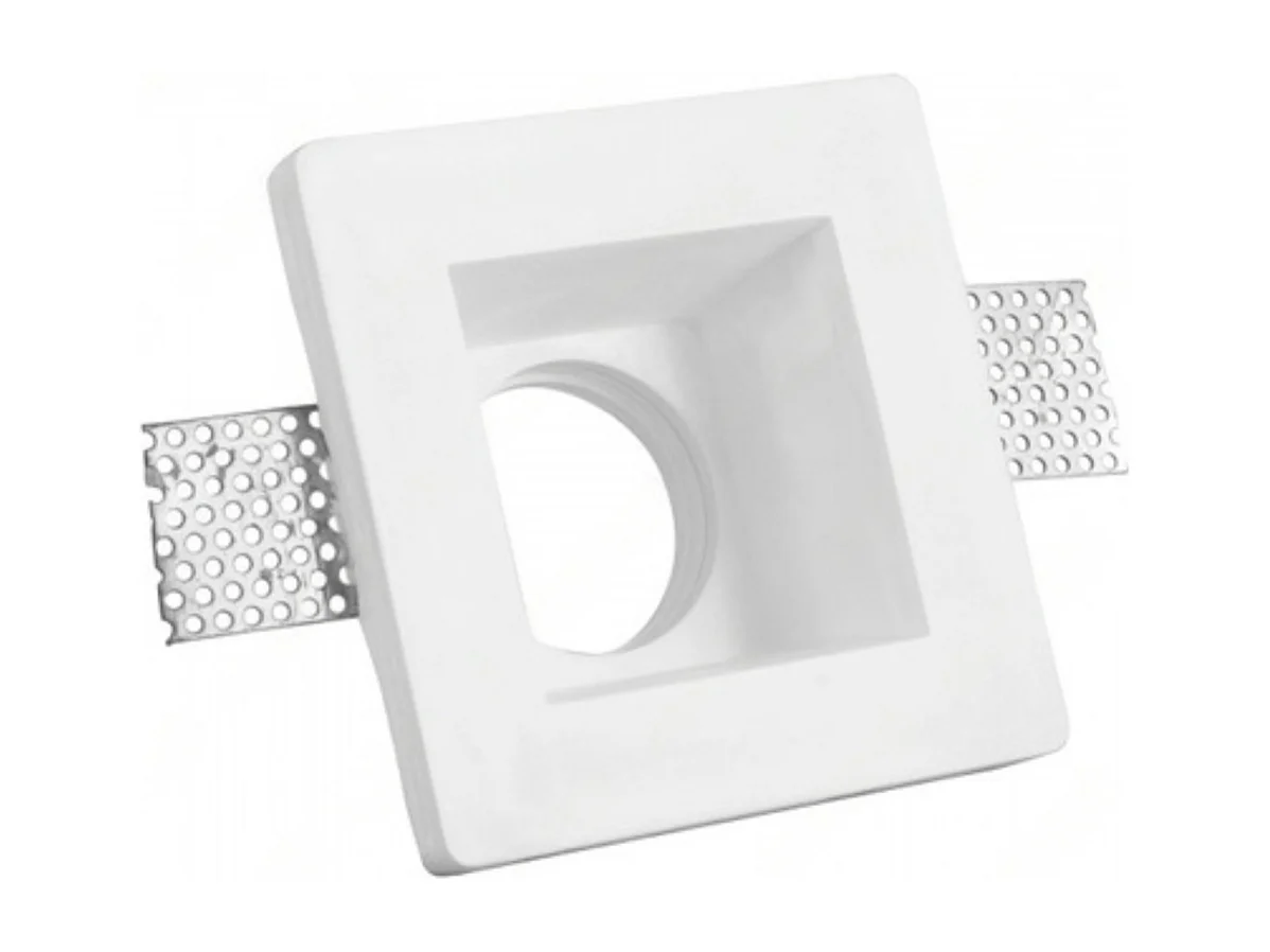 Support spot encastrable carré blanc en plâtre 120x120x60 mm pour LED GU10 et GU5.3