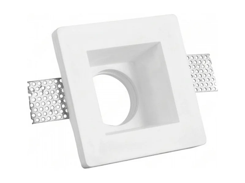 Support spot encastrable carré blanc en plâtre 120x120x60 mm pour LED GU10 et GU5.3