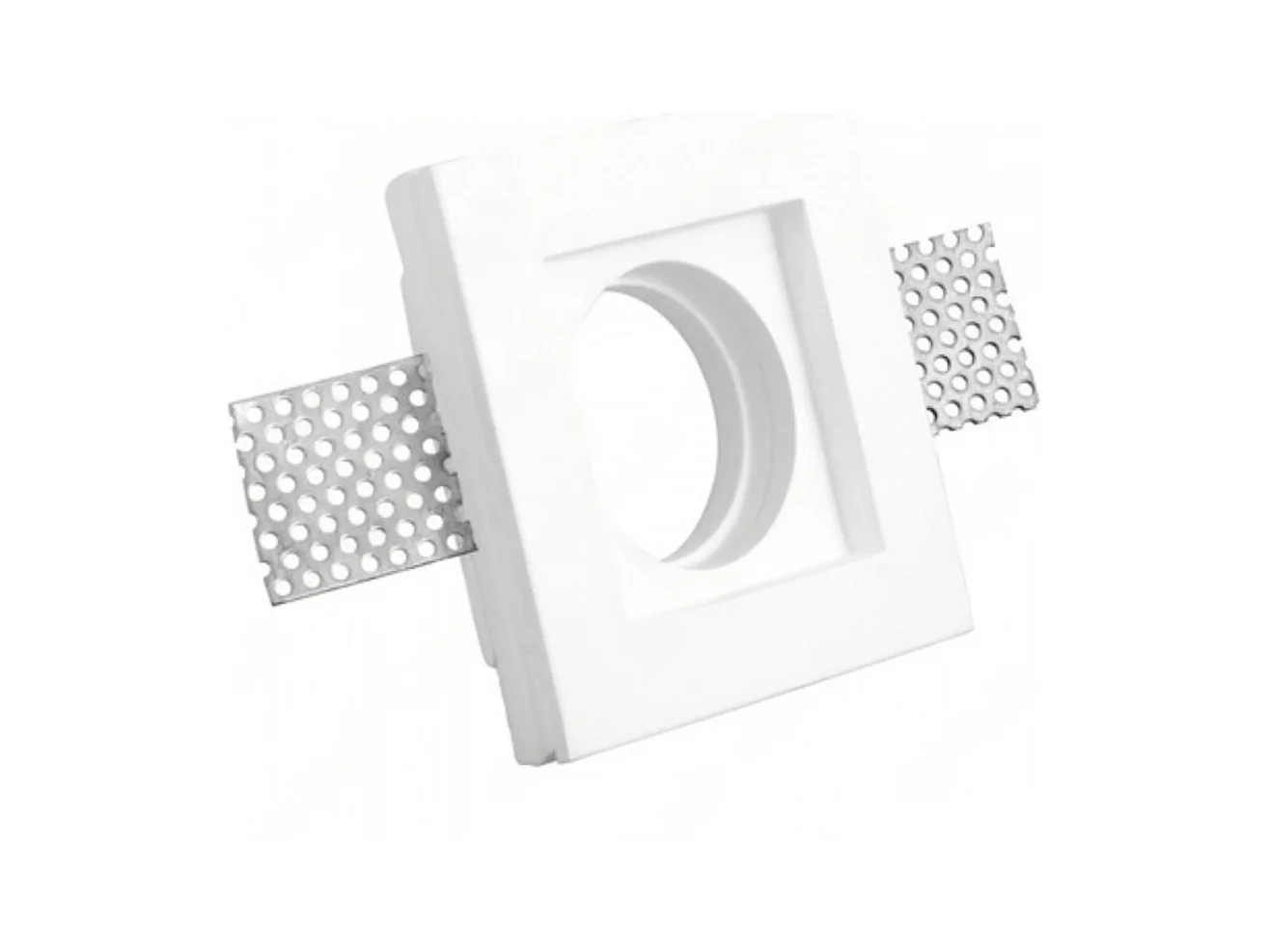 Witte vierkante gipsinbouwspothouder 100x100x30 mm voor GU10 en GU5,3 LED's