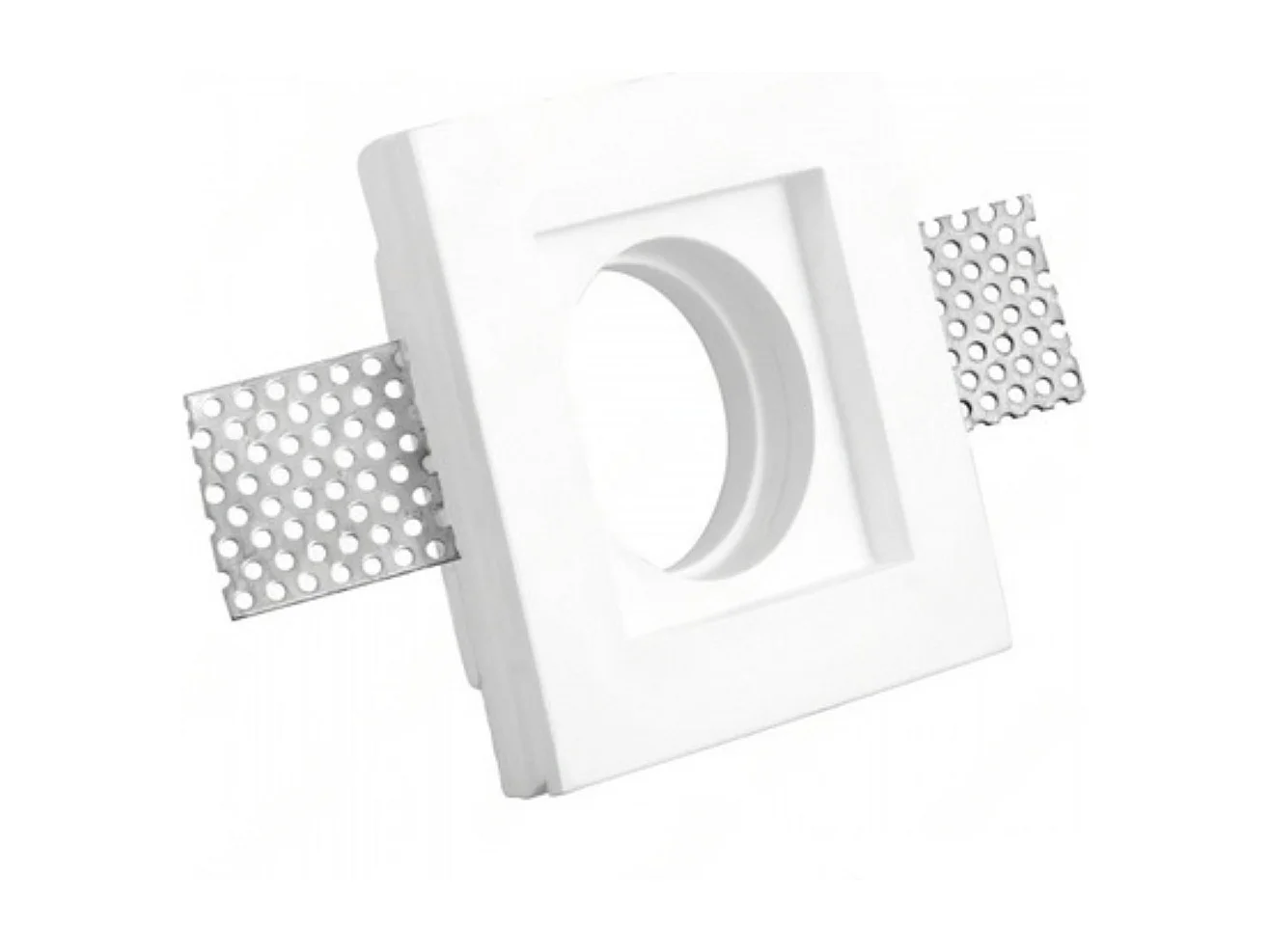 Portalámparas empotrable cuadrado blanco en escayola 100x100x30 mm para LED GU10 y GU5.3