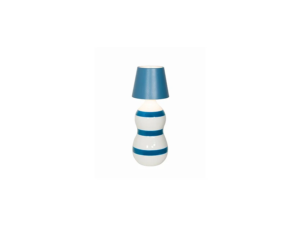 Poldina STOPPER LED lamp by Zafferano, rechargeable and portable, in aviation blue with a battery life of up to 12 hours.