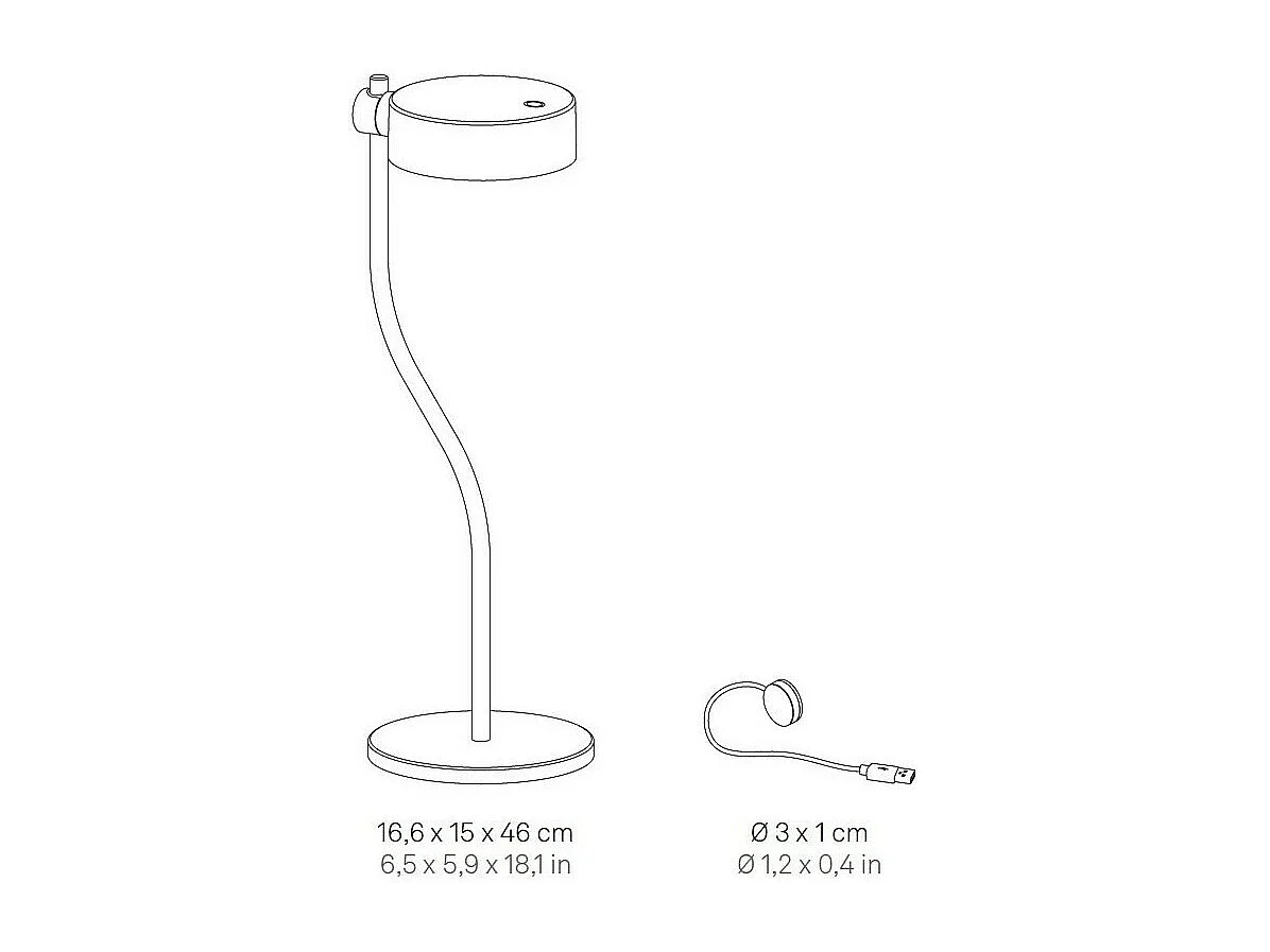 Lámpara de mesa LED recargable y regulable Zafferano SUPER O White