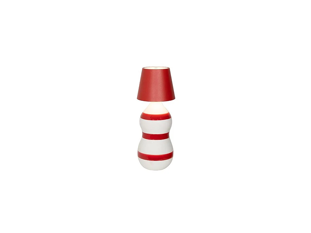 Lampe LED Poldina STOPPER de Zafferano, rechargeable et portable, couleur rouge avec autonomie jusqu'à 12 heures