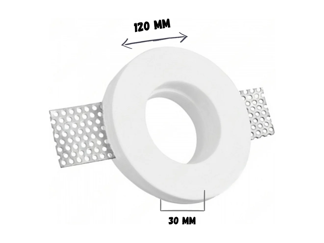 Portalámparas empotrable redondo en yeso blanco ø100x30 mm para LED GU10 y GU5.3