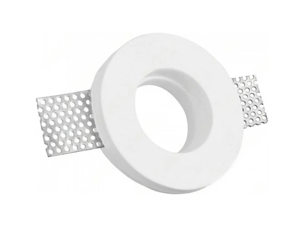 Ronde witte gips inbouwspothouder ø100x30 mm voor GU10 en GU5,3 LEDs