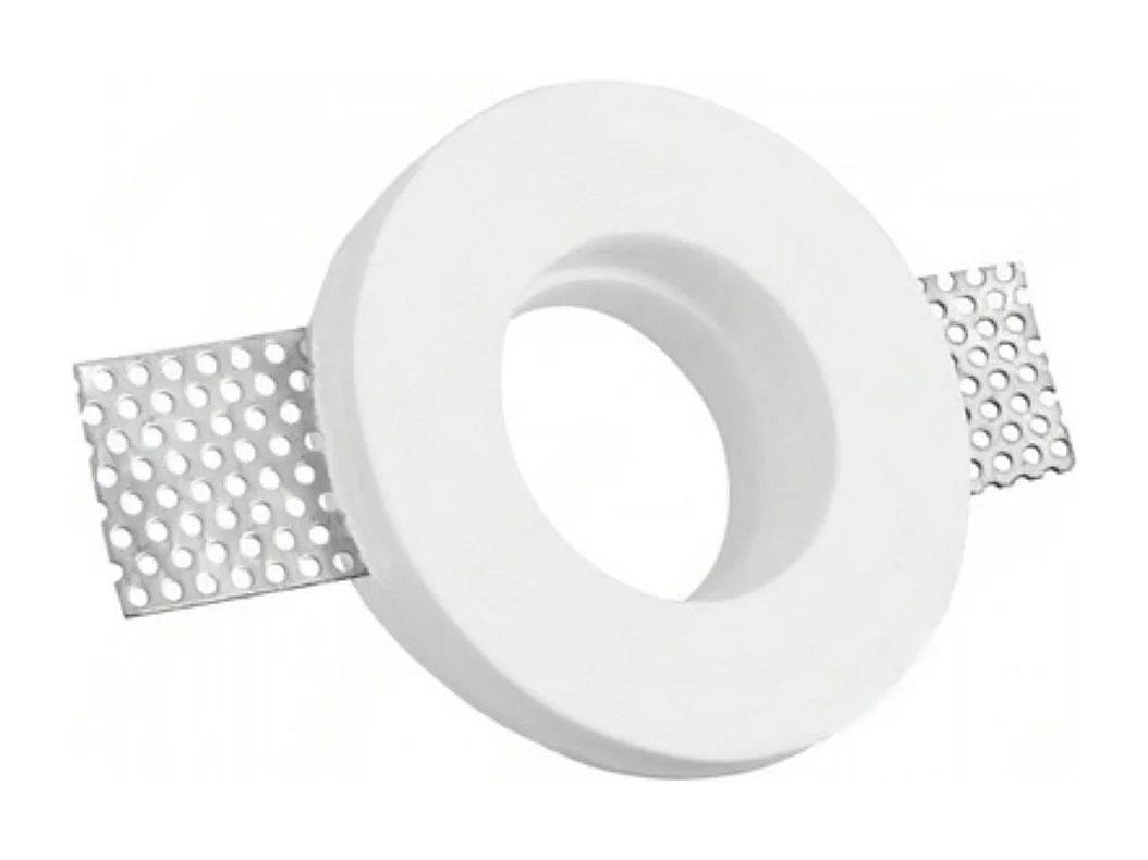 Support spot encastrable rond en plâtre blanc d.100x30 mm pour LED GU10 et GU5.3