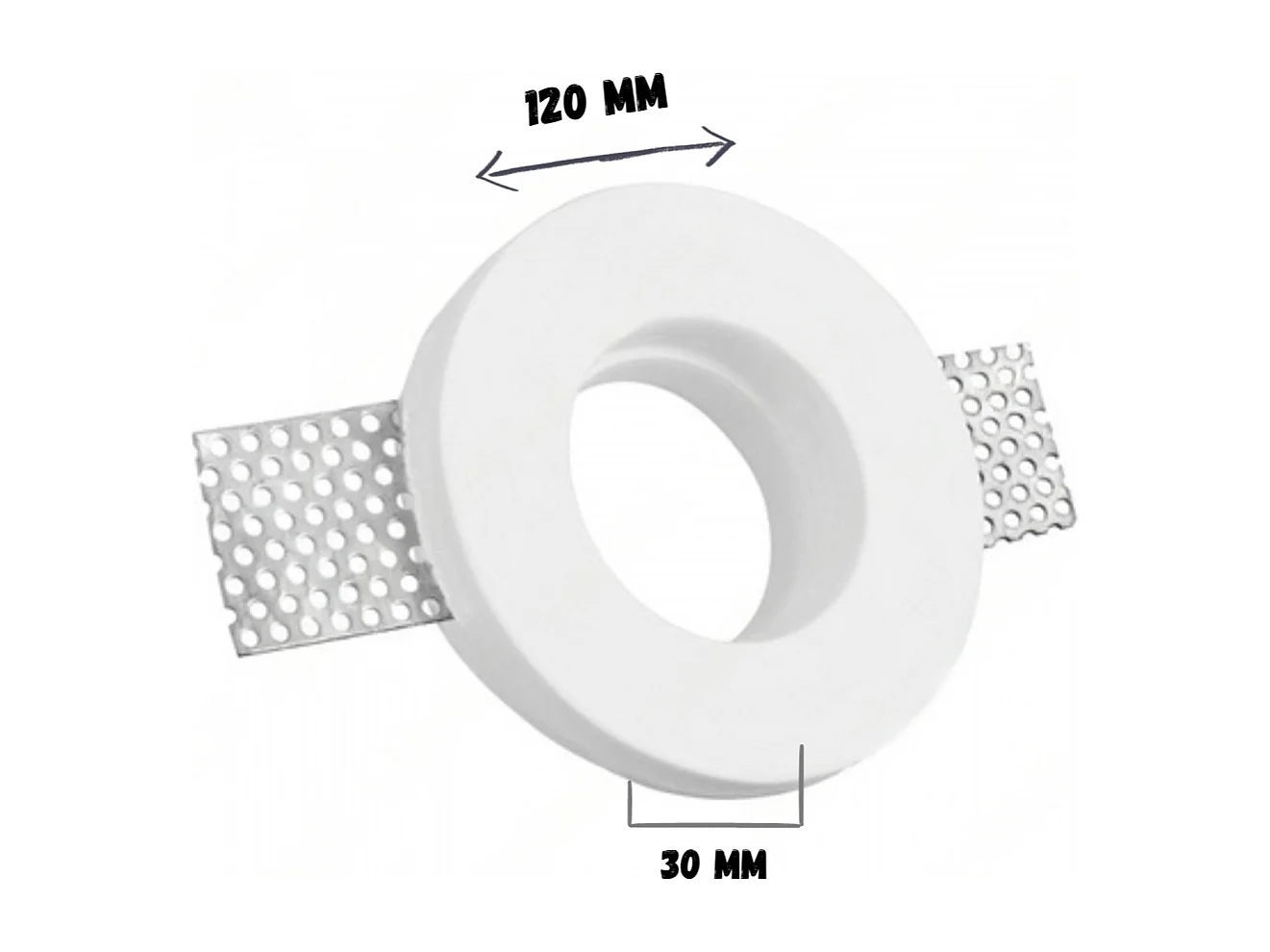 Support spot encastrable rond en plâtre blanc d.100x30 mm pour LED GU10 et GU5.3