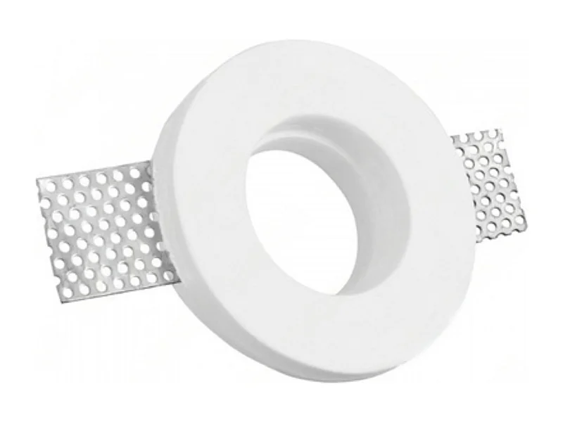 Support spot encastrable rond en plâtre blanc d.100x30 mm pour LED GU10 et GU5.3