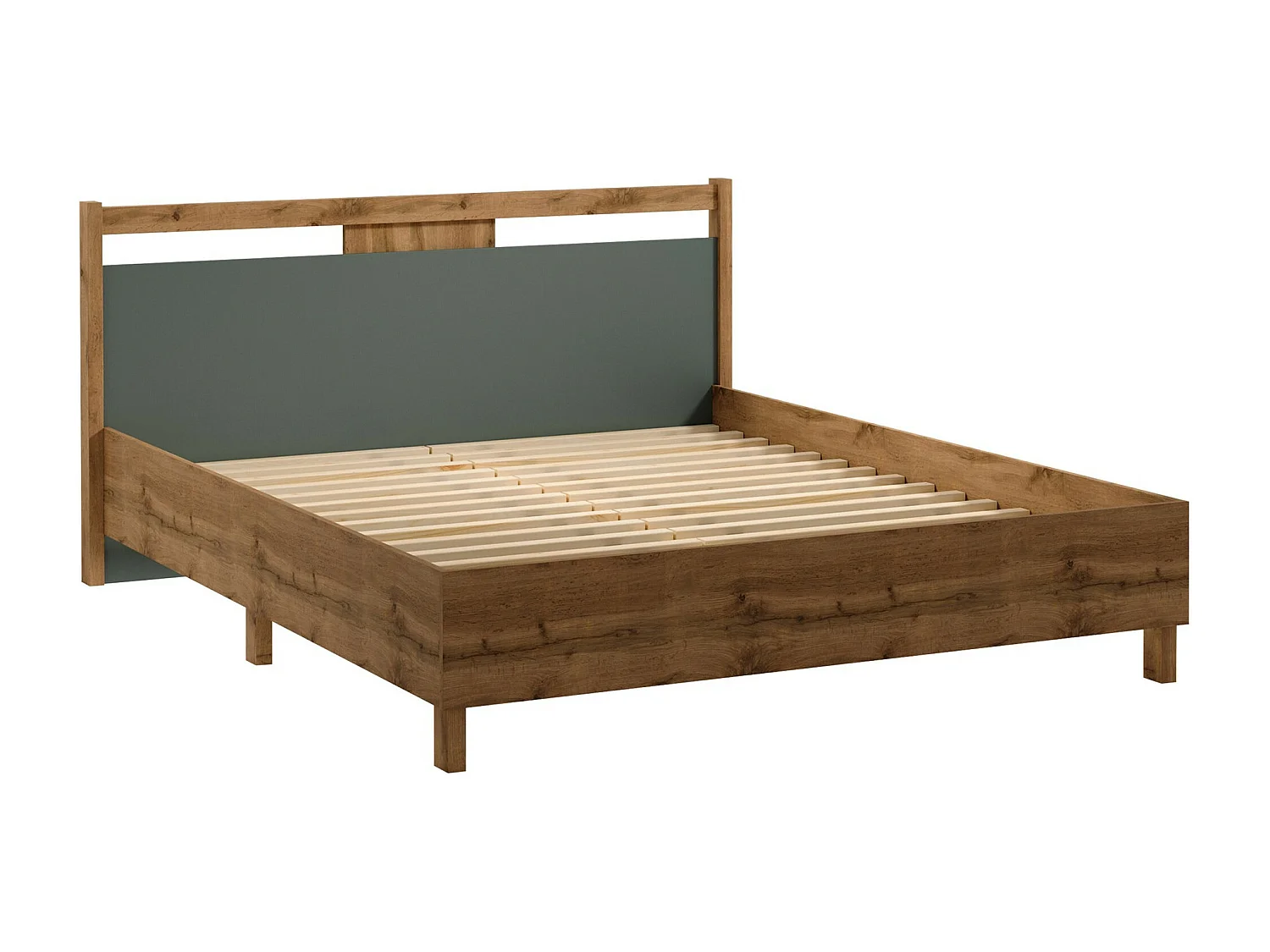 Lit Venmelu 106, Double, Vert, 160x200, Bois|Stratifié, Disponible, 172x208x92cm