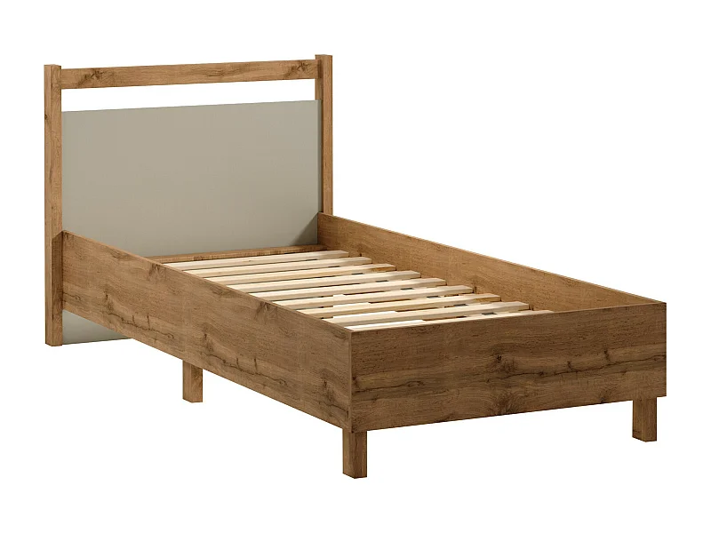 Lit Venmelu 107, Unique, Brun clair, 90x200, Bois|Stratifié, Disponible, 102x208x92cm