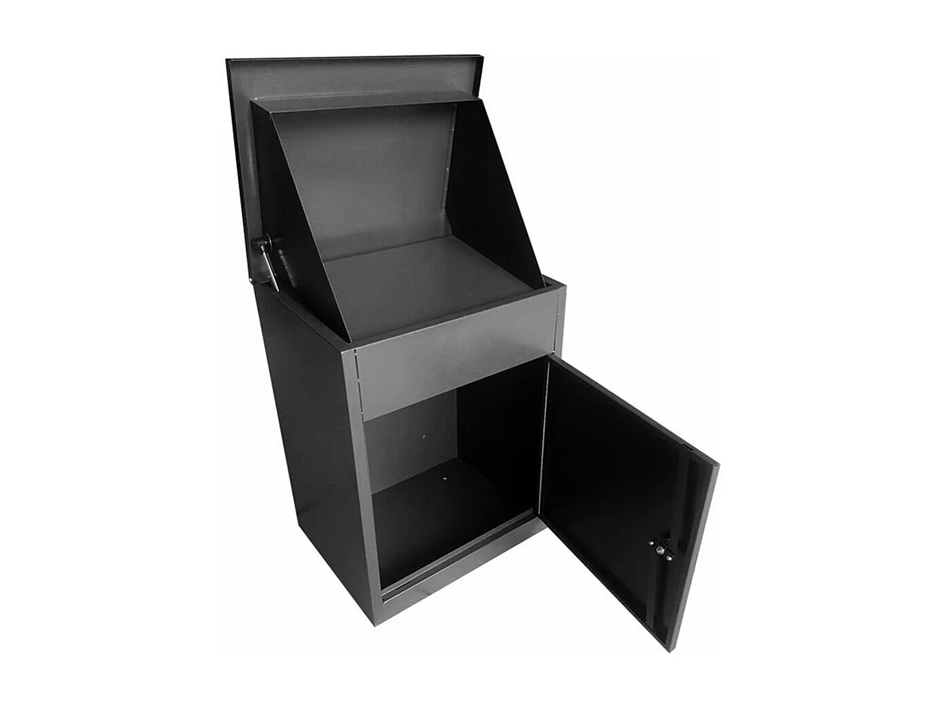 Pakketdoos/brievenbus gegalvaniseerd staal met veiligheidsklep, cilinderslot, thuisgebruik postpakket school-44,5x35x58cm, zwart