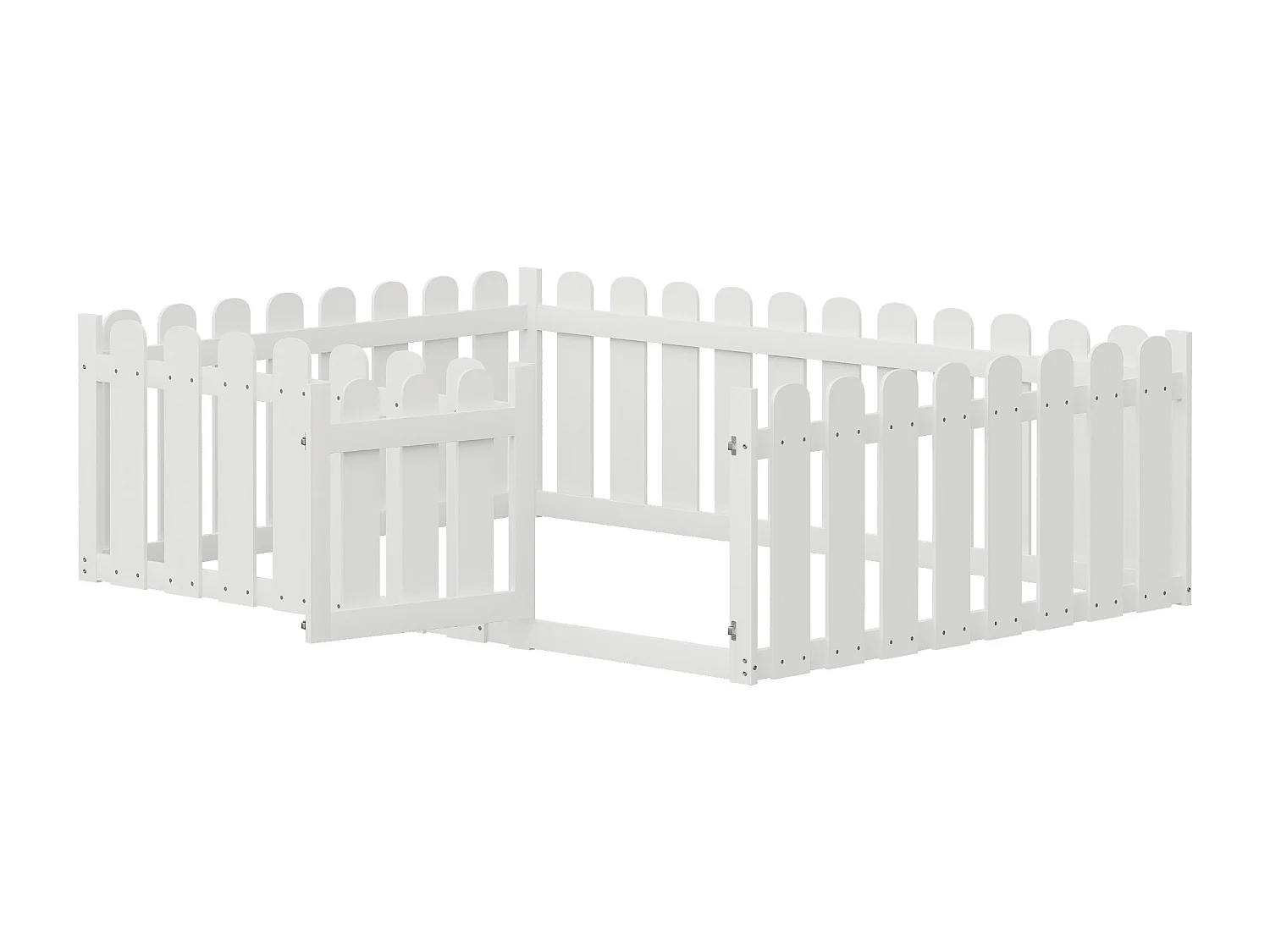 Lit d'enfant 140 x 200cm, cadre de lit en bois avec bordure et porte, blanc