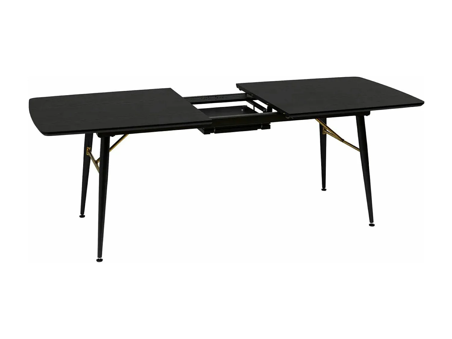 Table à manger, table de repas extensible en bois et métal coloris Noir  - Longueur 180-220  x Profondeur 90 x Hauteur 76 cm