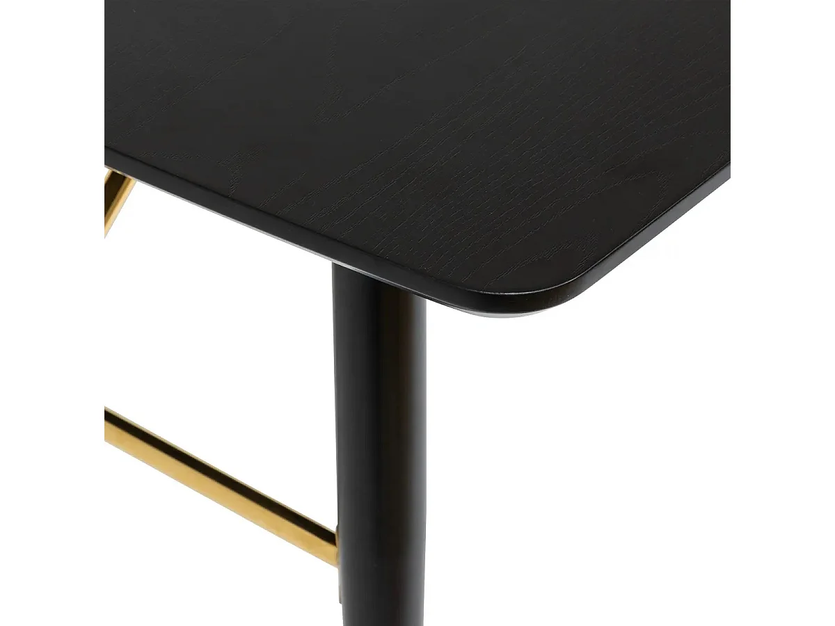 Table à manger, table de repas extensible en bois et métal coloris Noir  - Longueur 180-220  x Profondeur 90 x Hauteur 76 cm