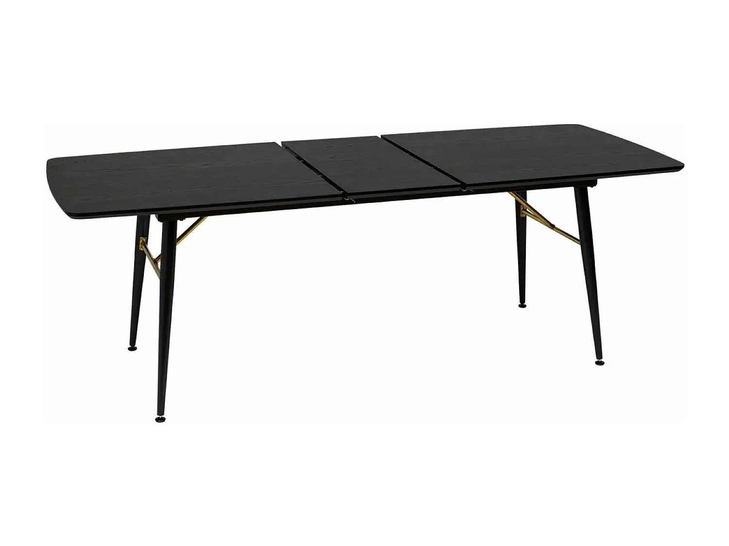 Table à manger, table de repas extensible en bois et métal coloris Noir  - Longueur 180-220  x Profondeur 90 x Hauteur 76 cm