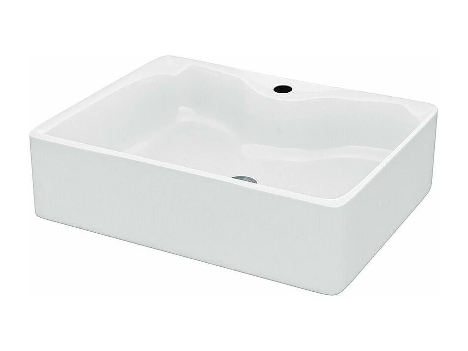 Lavabo Rectangulaire Moderne en Céramique,Vasque à poser Évier de Salle de Bain,Bac à Laver,480x375x130mm,Blanc