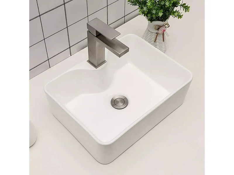 Moderno lavandino ceramico rettangolare, bacino del lavandino del bagno, vassoio di lavaggio, 480x375x130mm, bianco