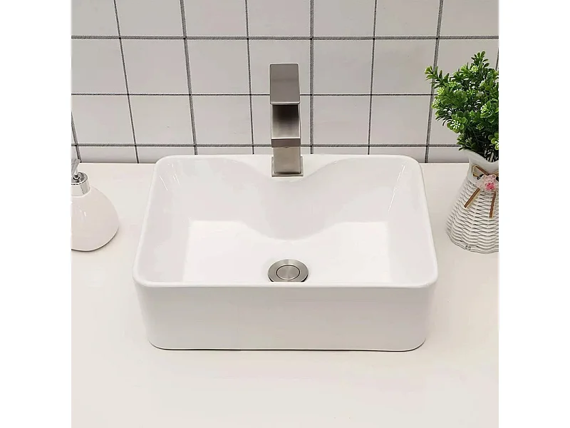 Moderno lavandino ceramico rettangolare, bacino del lavandino del bagno, vassoio di lavaggio, 480x375x130mm, bianco