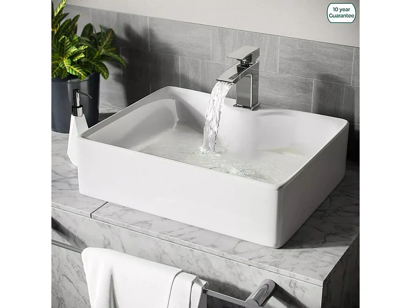 Moderno lavandino ceramico rettangolare, bacino del lavandino del bagno, vassoio di lavaggio, 480x375x130mm, bianco