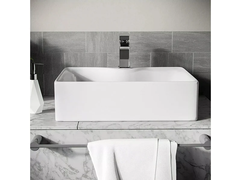 Moderno lavandino ceramico rettangolare, bacino del lavandino del bagno, vassoio di lavaggio, 480x375x130mm, bianco