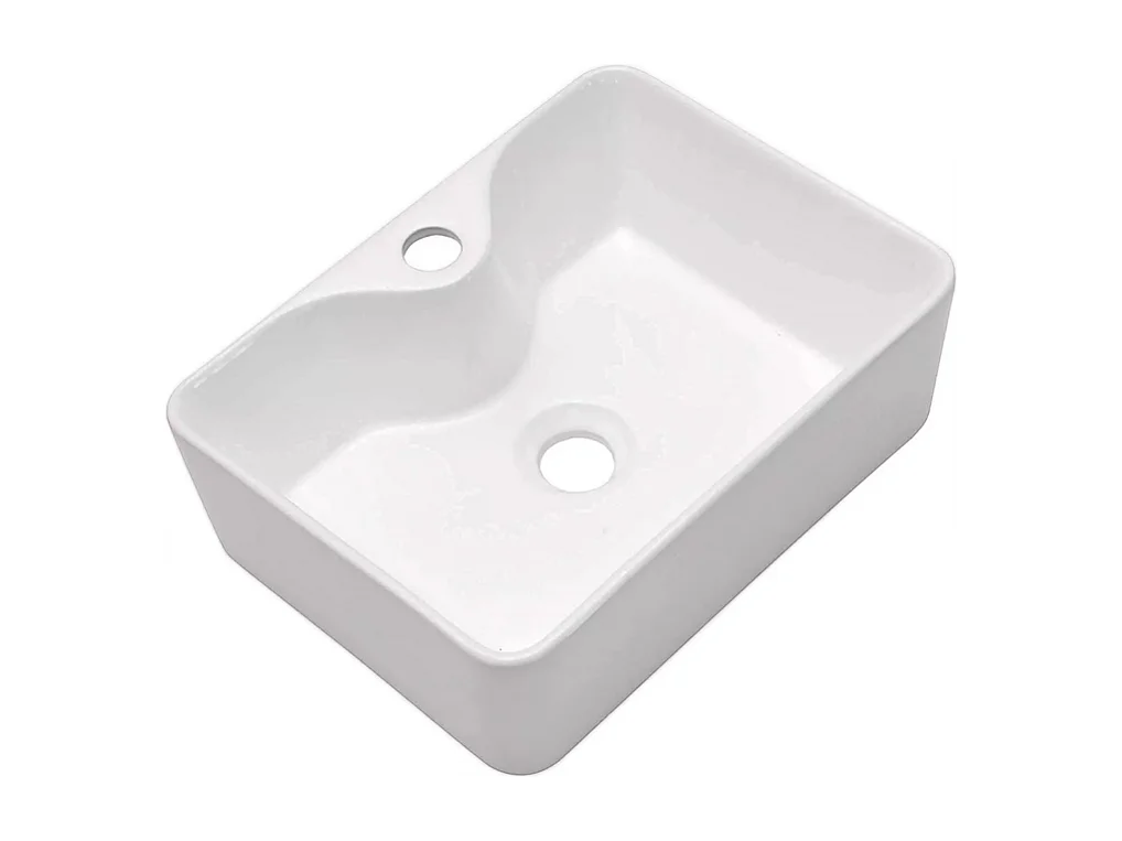 Moderno lavandino ceramico rettangolare, bacino del lavandino del bagno, vassoio di lavaggio, 480x375x130mm, bianco
