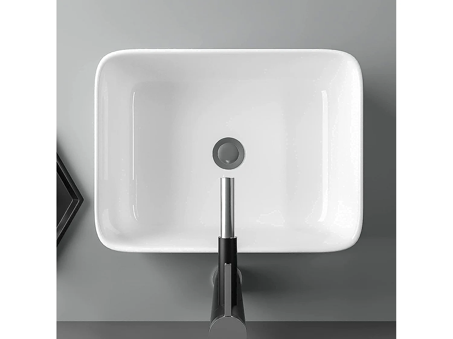 Lavello rettangolare moderno in ceramica, lavandino del bagno, vassoio di lavaggio bianco, 400x300x135mm