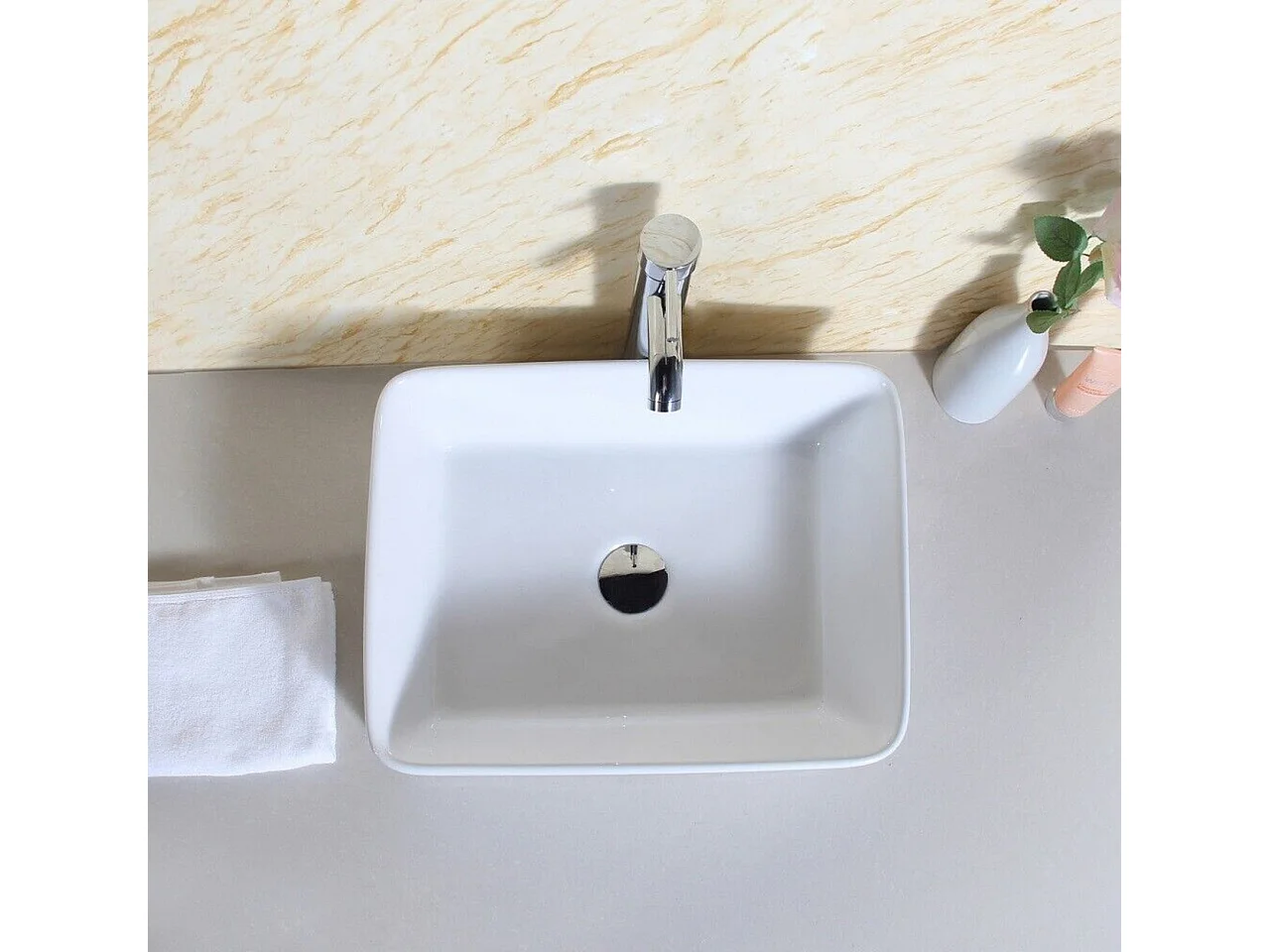 Fregadero rectangular moderno en cerámica, lavabo de baño, bandeja de lavado blanco, 400x300x135 mm
