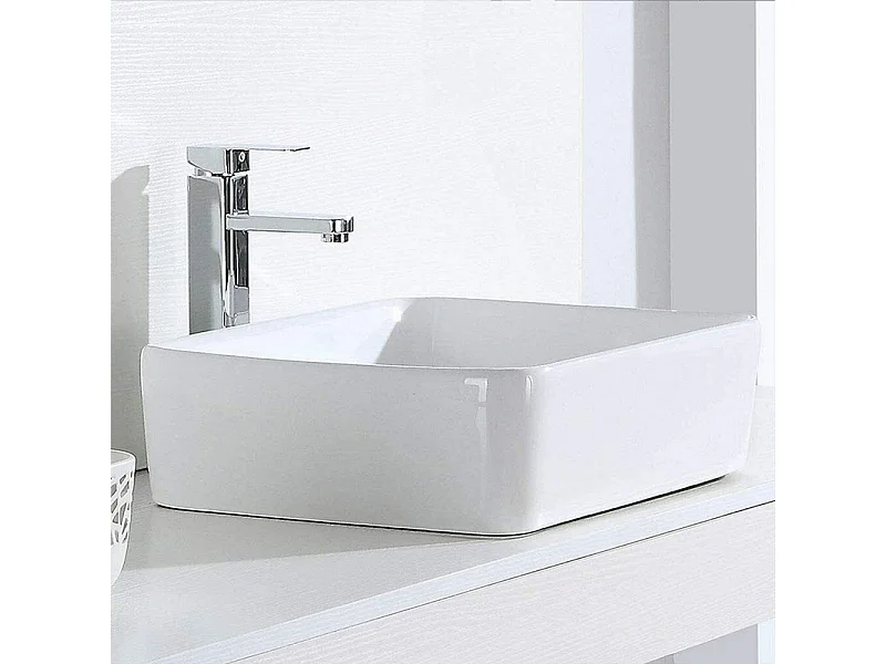 Fregadero rectangular moderno en cerámica, lavabo de baño, bandeja de lavado blanco, 400x300x135 mm