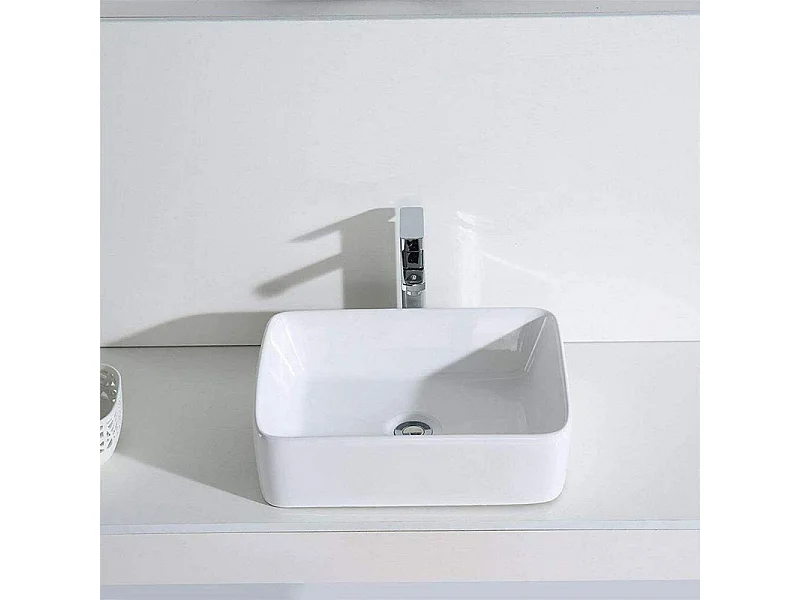 Fregadero rectangular moderno en cerámica, lavabo de baño, bandeja de lavado blanco, 400x300x135 mm