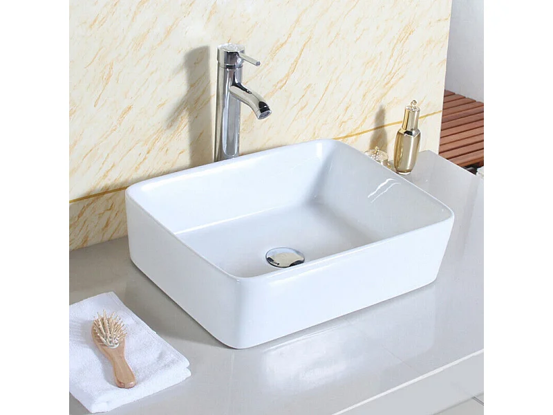 Fregadero rectangular moderno en cerámica, lavabo de baño, bandeja de lavado blanco, 400x300x135 mm