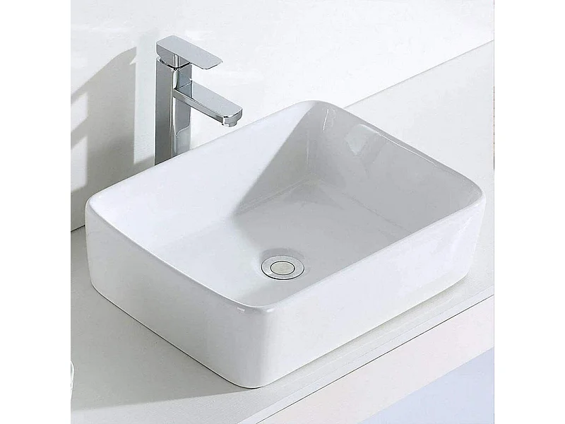 Fregadero rectangular moderno en cerámica, lavabo de baño, bandeja de lavado blanco, 400x300x135 mm