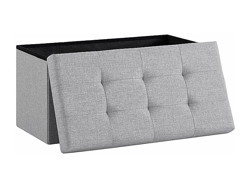 Banc Tabouret Boîte de Rangement Polyester Commode Pliable - 76x38x38cm - Gris Clair