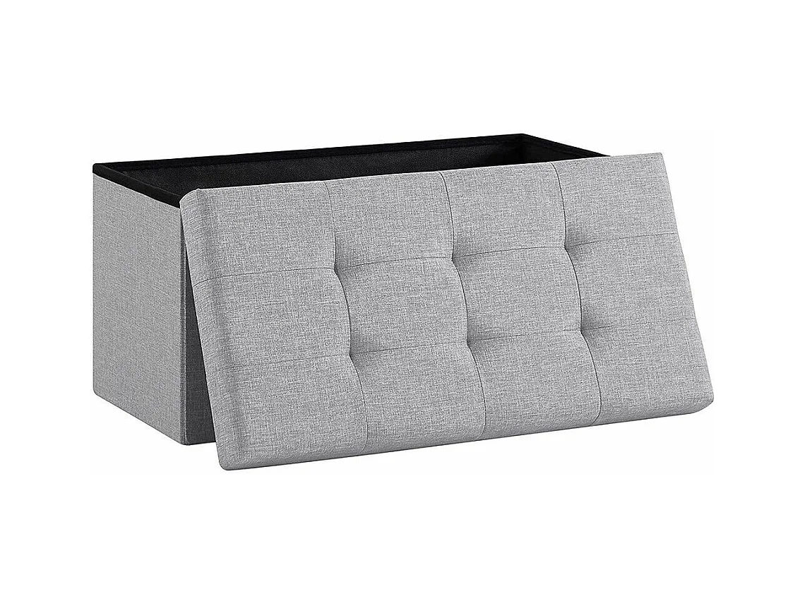 Banc Tabouret Boîte de Rangement Polyester Commode Pliable - 76x38x38cm - Gris Clair