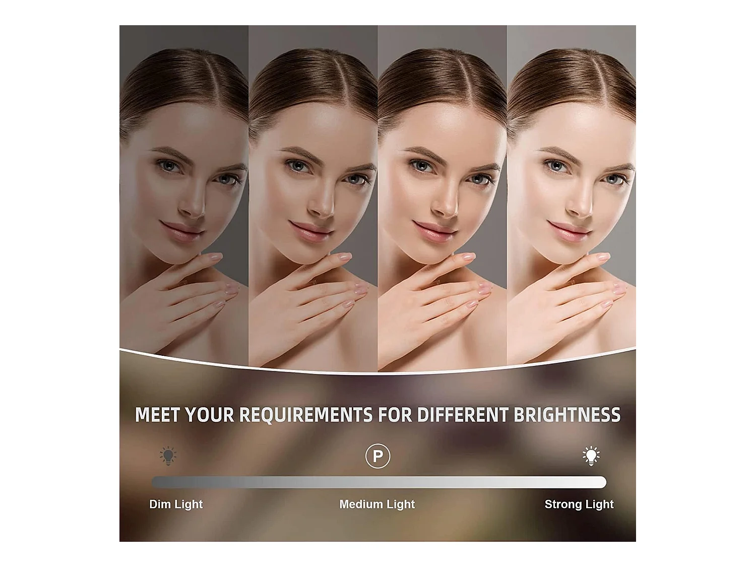 Draadloze oplaadbare Bluetooth-spiegel 12 lampen, Hollywood verlichte LED-make-upspiegel 3 kleuren 30 x 41 cm - Wit