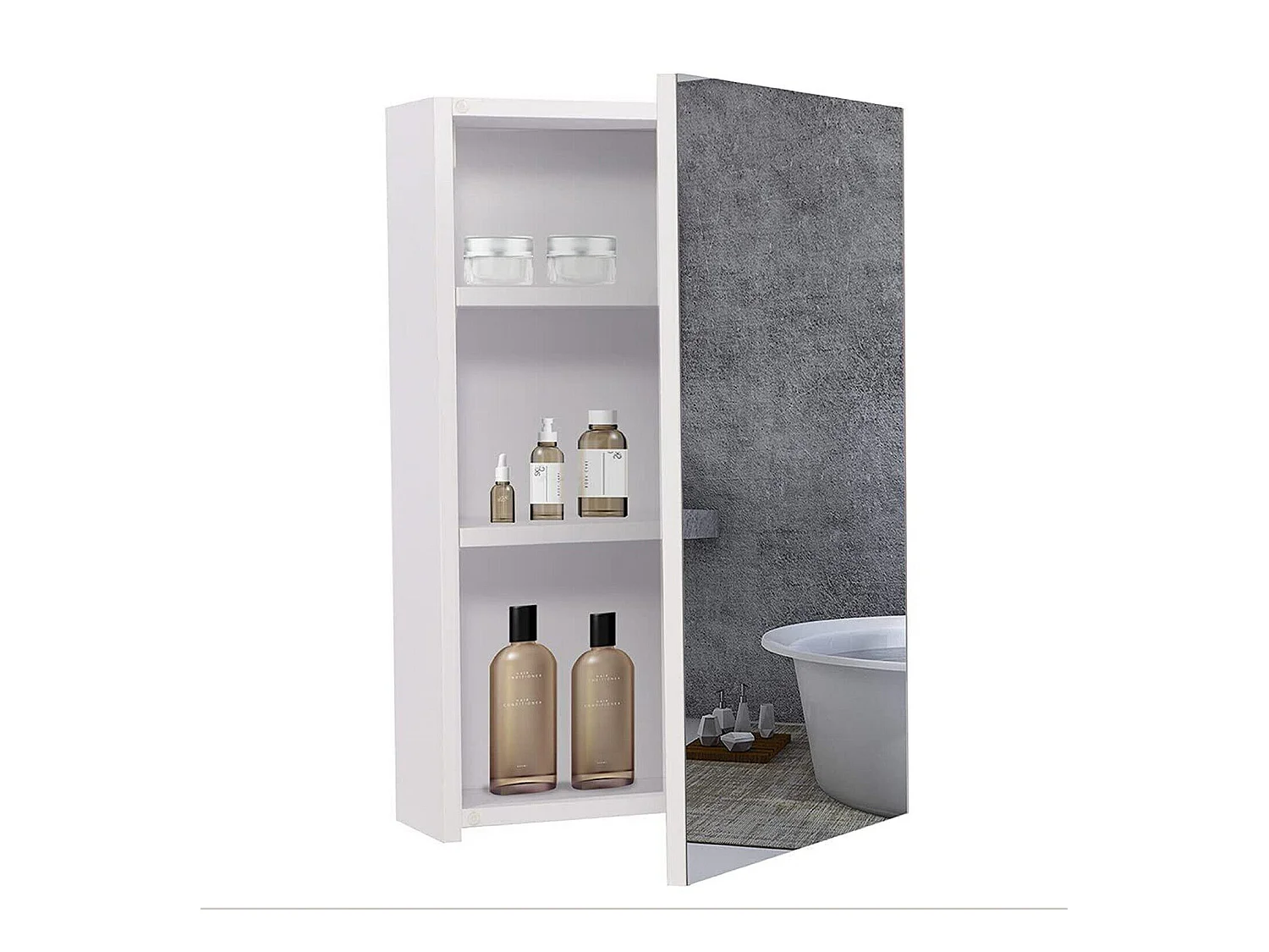 Armoire Miroir de Salle de Bain,Armoire Murale avec Miroir - 3 Étagères - 60x40x12cm - Blanc