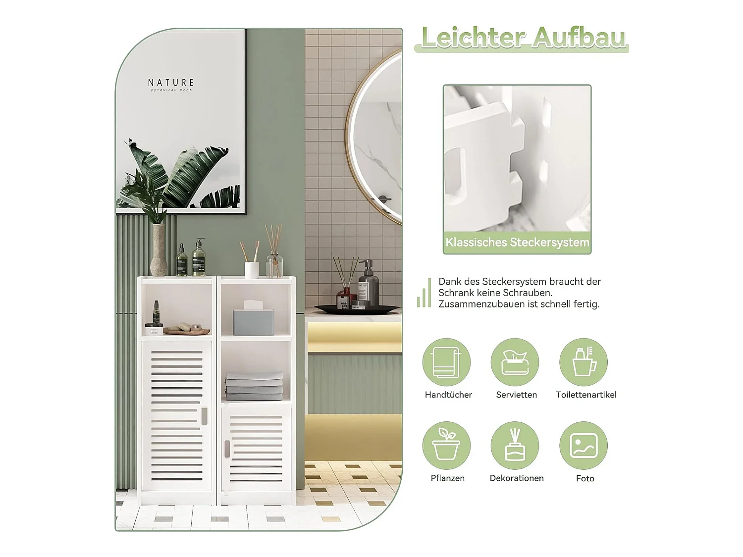 Badkamerkast met kleine deur 3 lades, opbergmeubel met deur, staande plank - 80x25x22cm - Wit