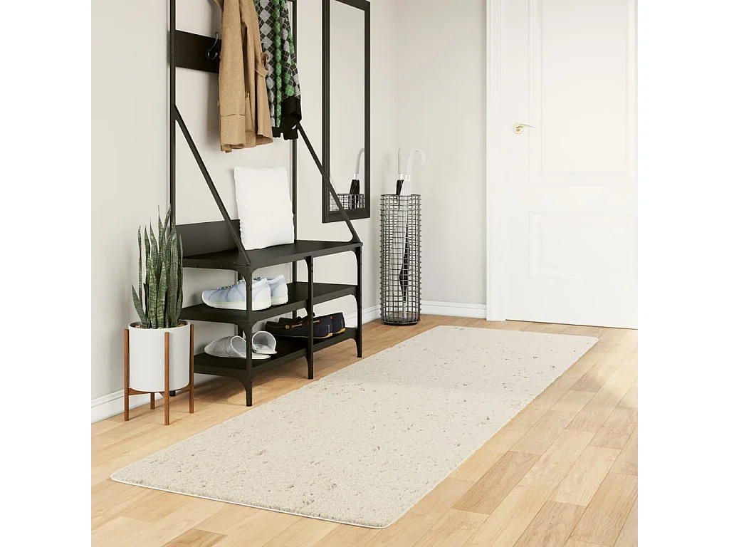 Vito  Teppich Shaggy Hochflor Modern Creme 80x250 cm