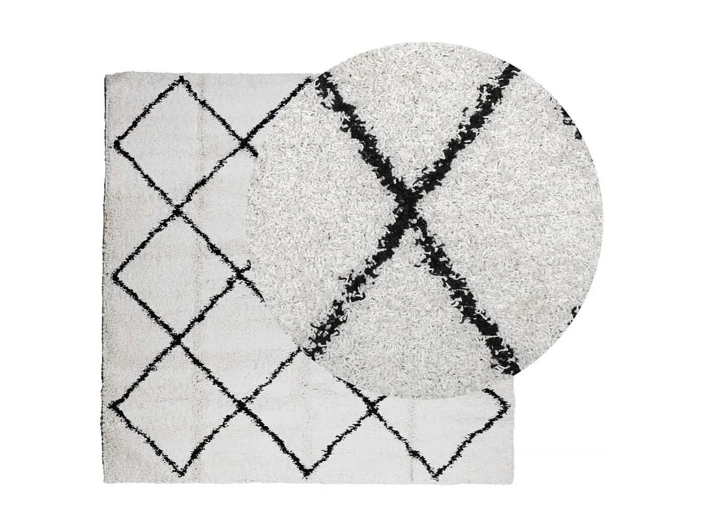 Vito  Vloerkleed PAMPLONA shaggy hoogpolig 120x120 cm crème en zwart