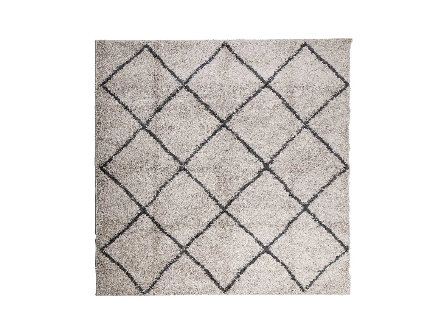 Vito  Tapis shaggy à poils longs moderne beige anthracite 160x160 cm