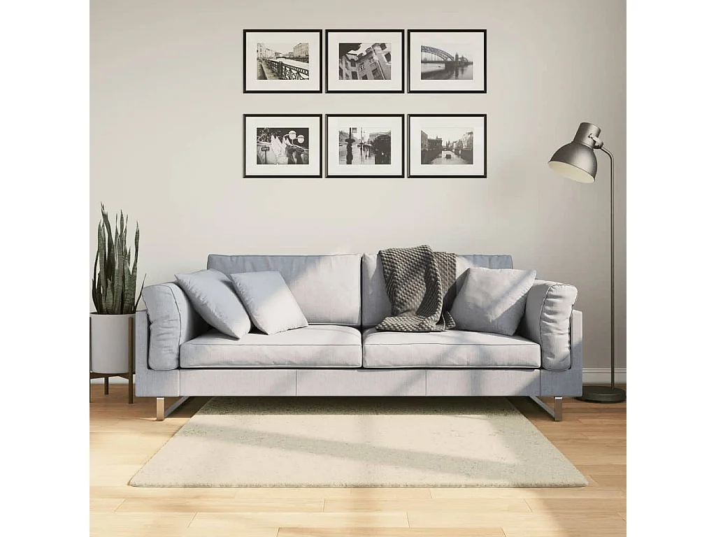 Hester  Tapis HUARTE à poils courts doux et lavable crème 120x120 cm