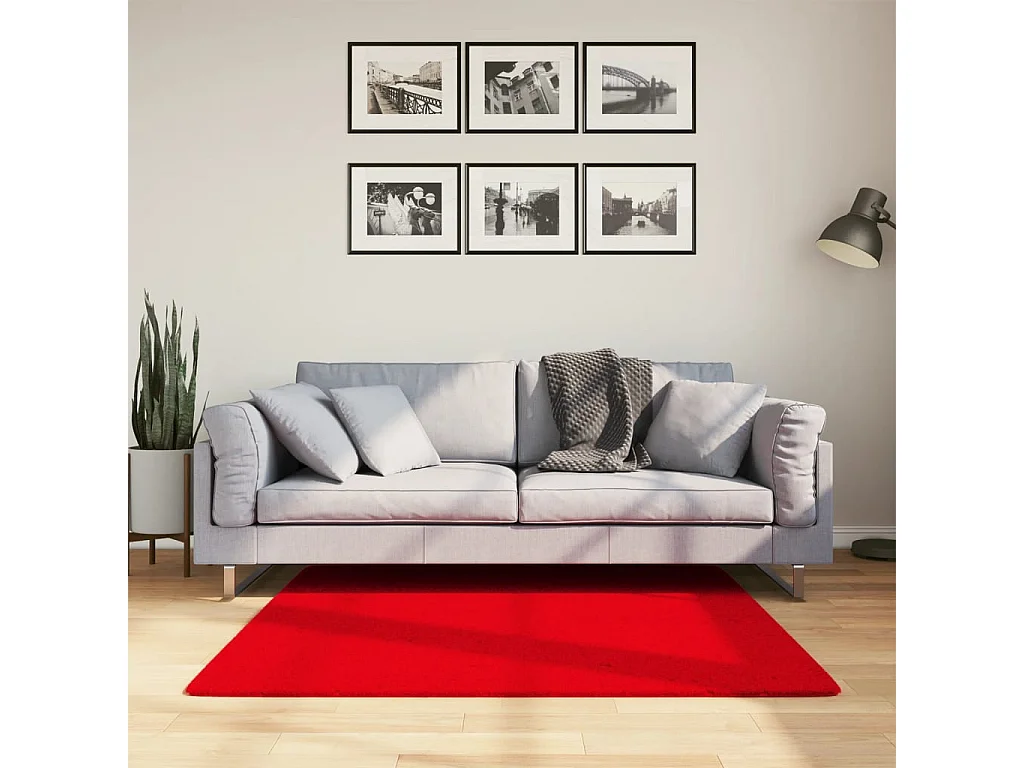 Hester  Vloerkleed HUARTE laagpolig zacht wasbaar 120x120 cm rood