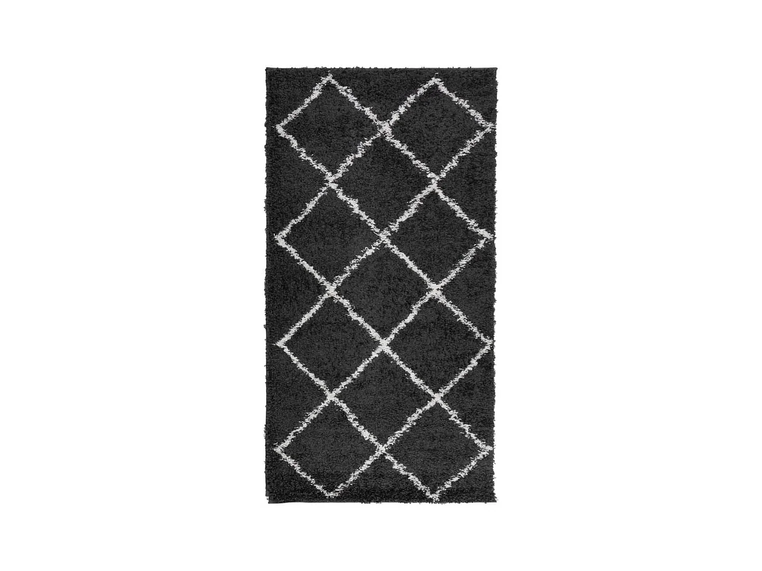 Vito  Tapis shaggy à poils longs moderne noir et crème 80x150 cm