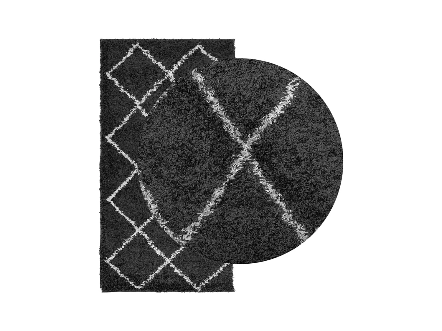 Vito  Shaggy-Teppich PAMPLONA Hochflor Modern Schwarz Creme 80x150 cm