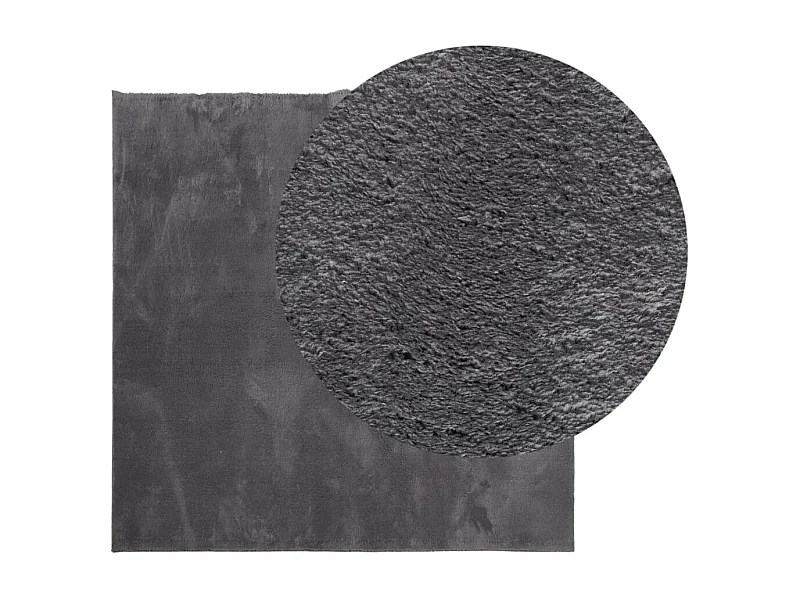 Hester  Teppich HUARTE Kurzflor Weich und Waschbar Anthrazit 160x160 cm