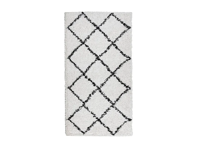 Vito  Teppich Shaggy Hochflor Modern Creme und Schwarz 60x110 cm