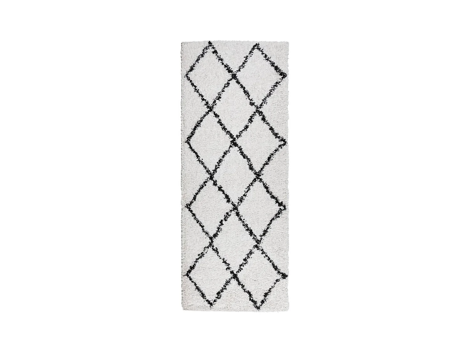 Vito  Tapis shaggy à poils longs moderne crème et noir 80x200 cm