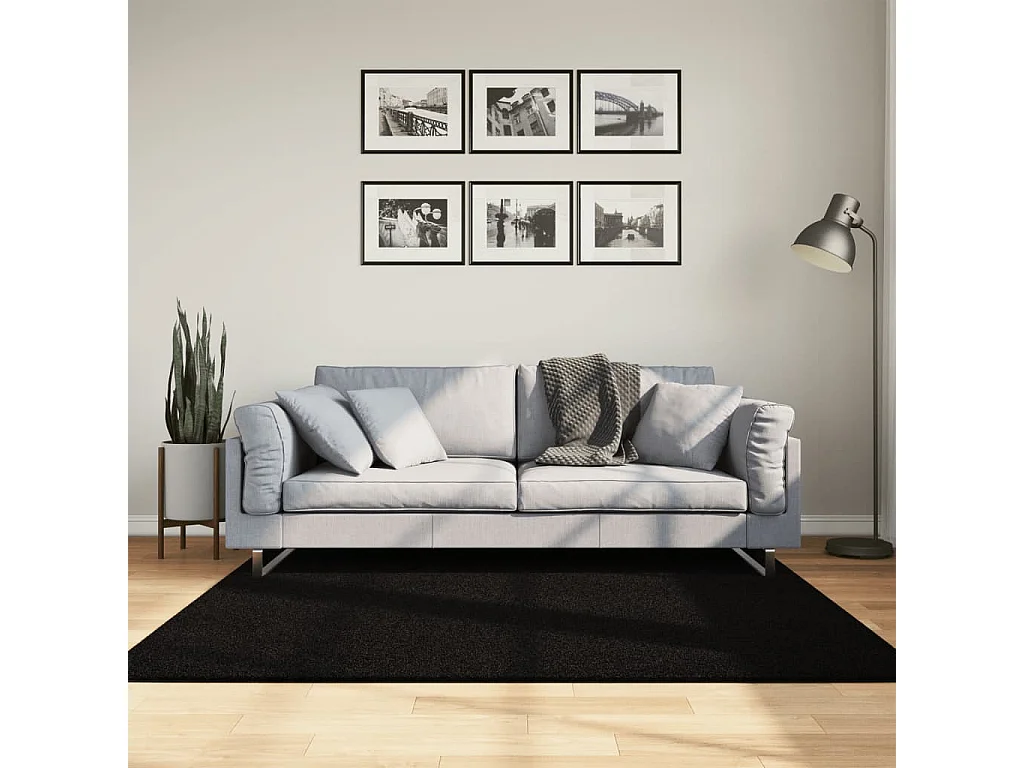 Prolenta Premium -  Vloerkleed HUARTE laagpolig zacht wasbaar 160x160 cm zwart